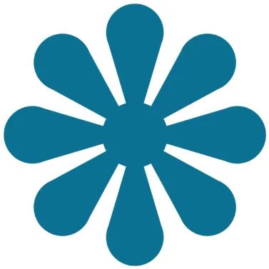 Charnwood Arts: Grieve, Breathe, Create project logo: an 8 petal blue flower icon.