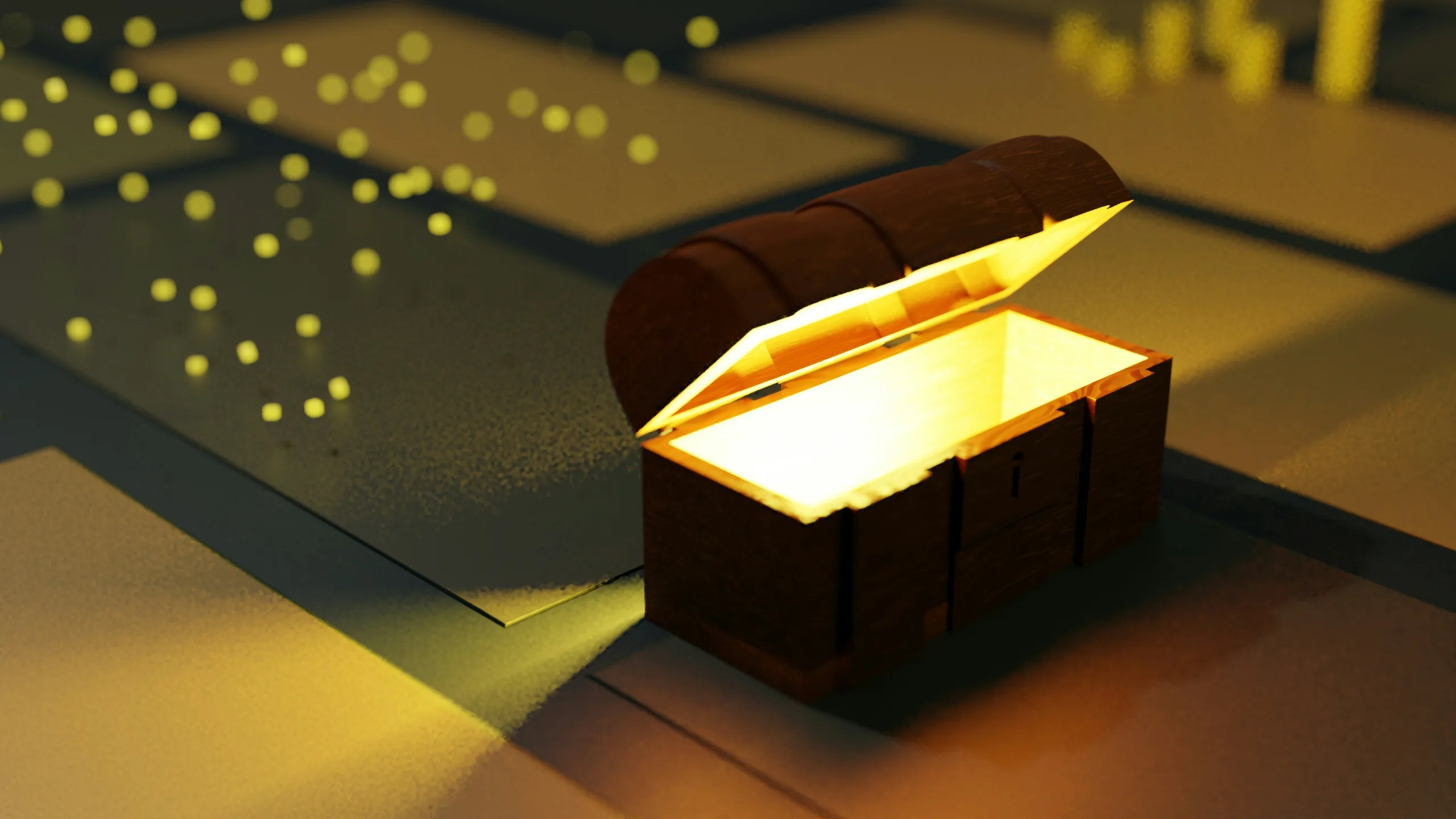 decorative image to accompany post on coming into money unexpectedly. image of treasure chest with golden light coming from inside