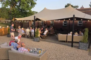 A photo of our guests at our summer BBQ at Prestwold Hall Barns